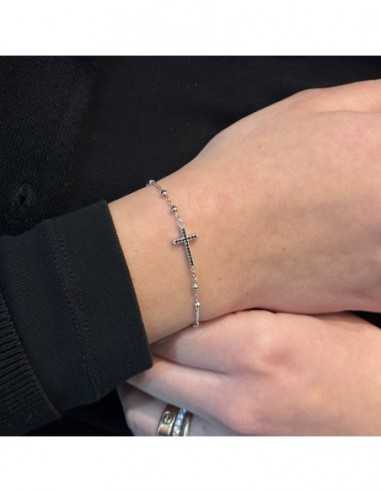 Bracciale Argento Rodiato Rosario Zirconi Neri [3f8fd93d]