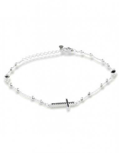 Bracciale Argento Rodiato Rosario Zirconi Neri [8dc25f27]