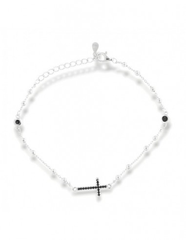 Bracciale Argento Rodiato Rosario Zirconi Neri [3adf9e23]