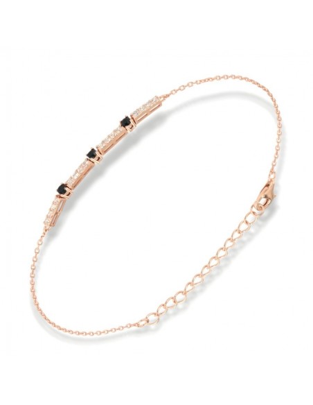 Bracciale Argento Rosato Catena Tennis Zirconi Neri Bianchi [51968183]