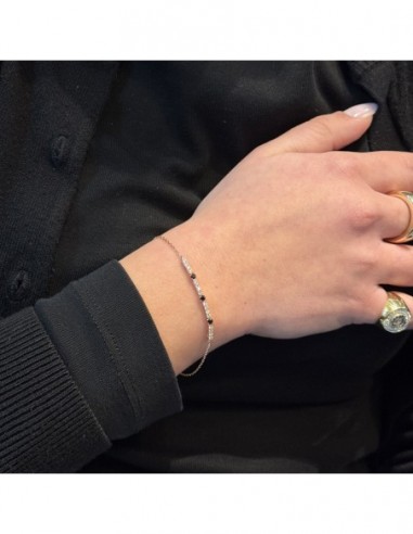 Bracciale Argento Rosato Catena Tennis Zirconi Neri Bianchi [197d93c5]
