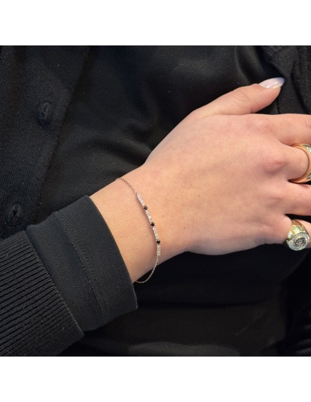 Bracciale Argento Rosato Catena Tennis Zirconi Neri Bianchi [197d93c5]