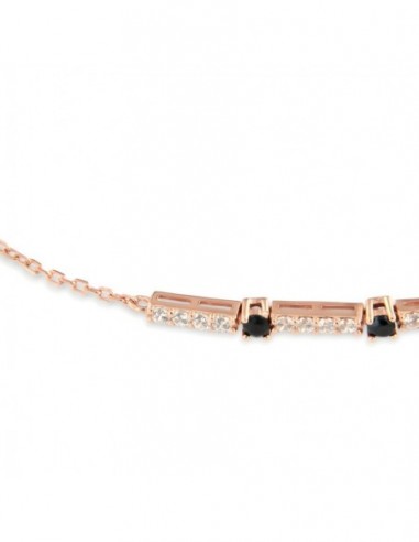 Bracciale Argento Rosato Catena Tennis Zirconi Neri Bianchi [ae6052c1]