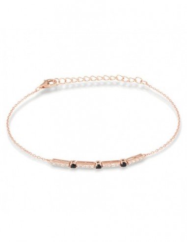 Bracciale Argento Rosato Catena Tennis Zirconi Neri Bianchi [ab3015df]