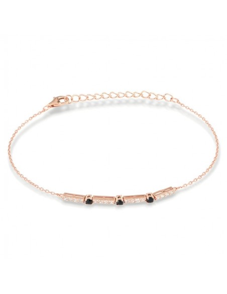 Bracciale Argento Rosato Catena Tennis Zirconi Neri Bianchi [ab3015df]