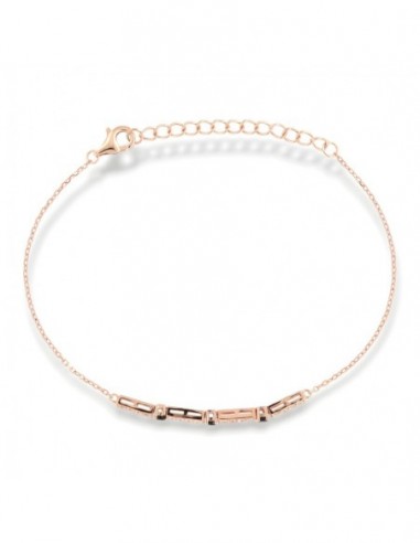 Bracciale Argento Rosato Catena Tennis Zirconi Neri Bianchi [1c2dd4db]