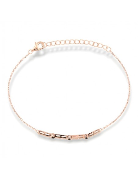Bracciale Argento Rosato Catena Tennis Zirconi Neri Bianchi [1c2dd4db]