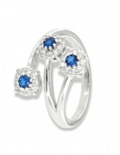 Anello Argento Rodiato Trilogy Zirconi Blu [50a4c1ab]