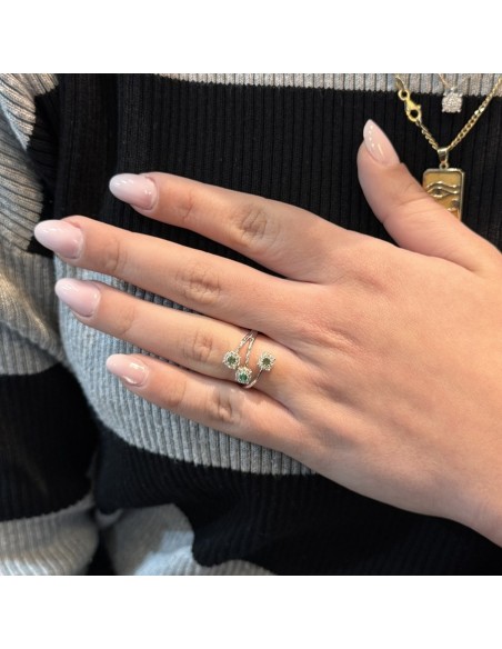 Anello Argento Rodiato Trilogy Magic Verde [9dd42768]