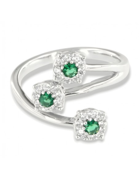 Anello Argento Rodiato Trilogy Magic Verde [41a2237b]