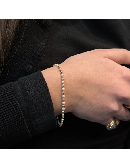 Bracciale Argento Rodiato Sfere Dorate Alternate Satinate Lisce [80f147aa]
