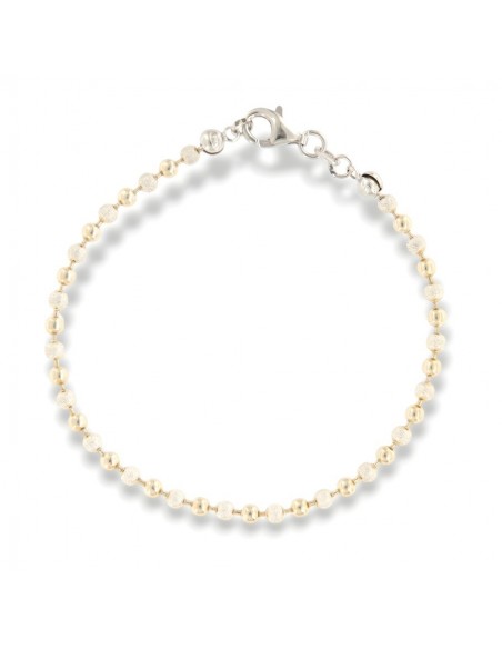 Bracciale Argento Rodiato Sfere Dorate Alternate Satinate Lisce [85a100b4]