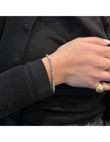 Bracciale Argento Rodiato Sfere Rigate 4MM [98117b3b]