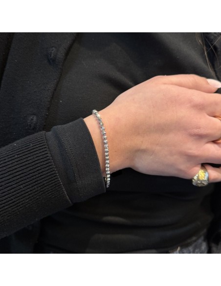 Bracciale Argento Rodiato Sfere Rigate 4MM [98117b3b]