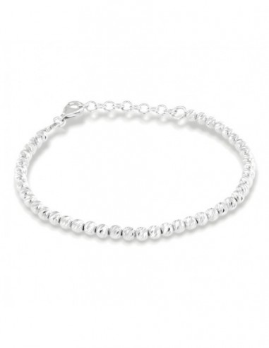 Bracciale Argento Rodiato Sfere Rigate 4MM [2a5cfd21]