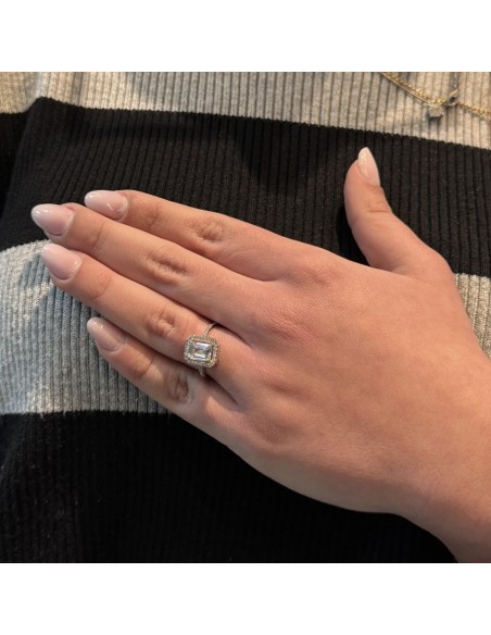 Anello Argento Rodiato Principessa Rettangolare Bianca [955888e9]
