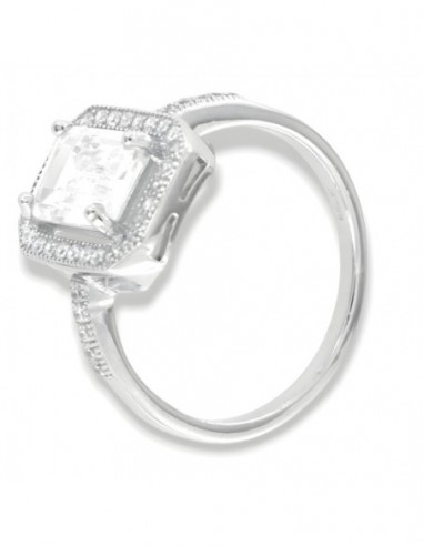 Anello Argento Rodiato Principessa Rettangolare Bianca [27150ef3]