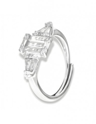 Anello Argento Rodiato Principesco Zirconi Bianchi [b285d25d]