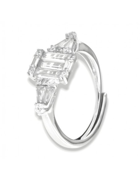 Anello Argento Rodiato Principesco Zirconi Bianchi [b285d25d]