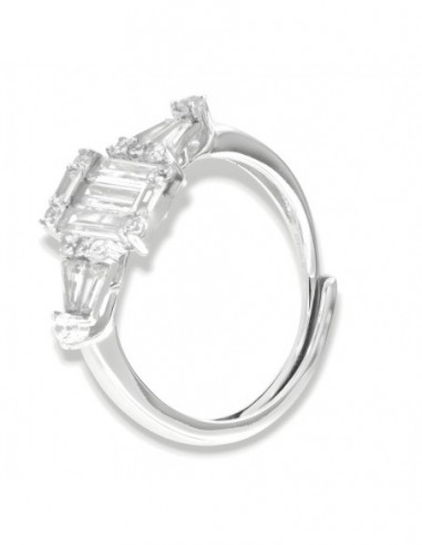 Anello Argento Rodiato Principesco Zirconi Bianchi [466e2705]