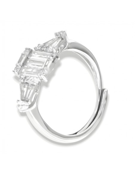 Anello Argento Rodiato Principesco Zirconi Bianchi [466e2705]