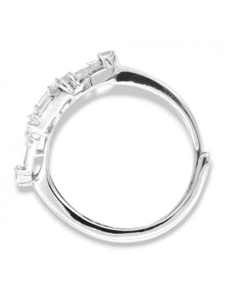 Anello Argento Rodiato Principesco Zirconi Bianchi [f173e601]