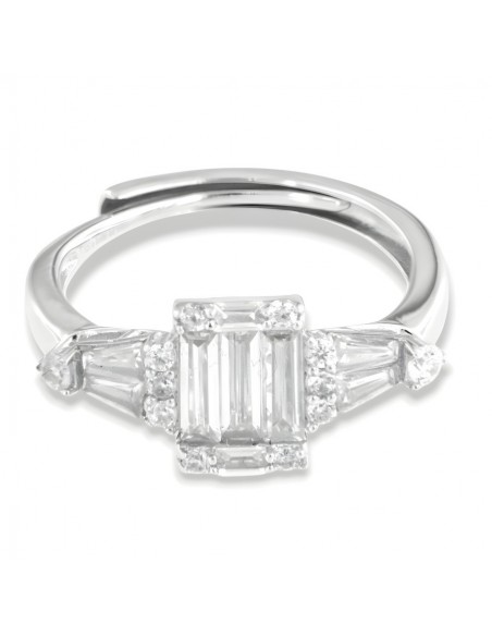 Anello Argento Rodiato Principesco Zirconi Bianchi [2855a50c]