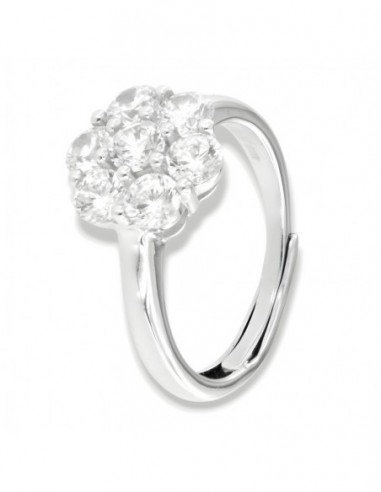 Anello Argento Rodiato Magic Fiore Zirconi Bianchi [0ab1fc38]