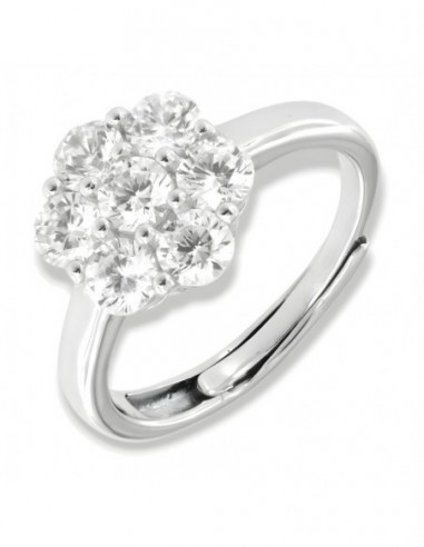 Anello Argento Rodiato Magic Fiore Zirconi Bianchi [b692ad7d]