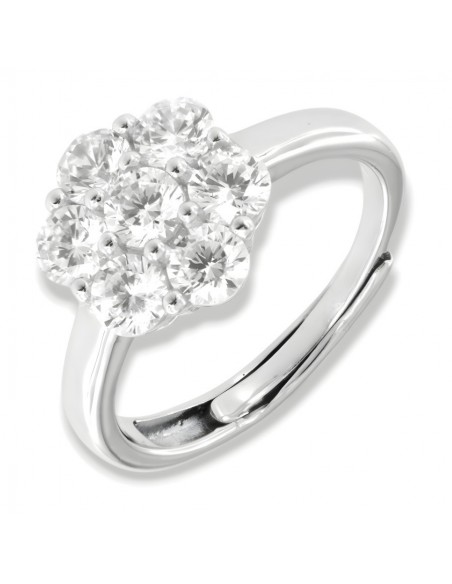 Anello Argento Rodiato Magic Fiore Zirconi Bianchi [b692ad7d]