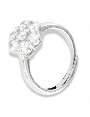 Anello Argento Rodiato Magic Fiore Zirconi Bianchi [b3c2ea63]