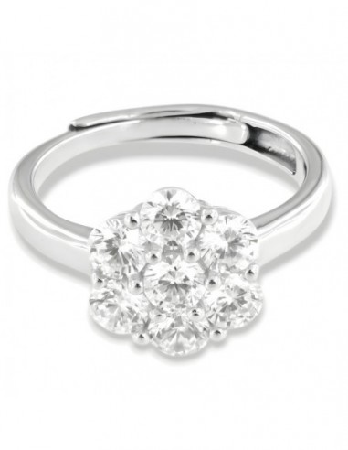 Anello Argento Rodiato Magic Fiore Zirconi Bianchi [ddf9686a]