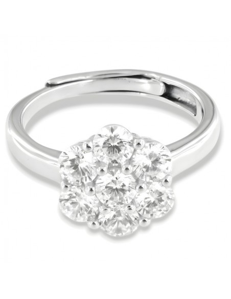 Anello Argento Rodiato Magic Fiore Zirconi Bianchi [ddf9686a]