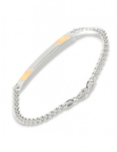 Bracciale Argento Rodiato Piastra Centrale Grumetta Oro Giallo [77ee661b]