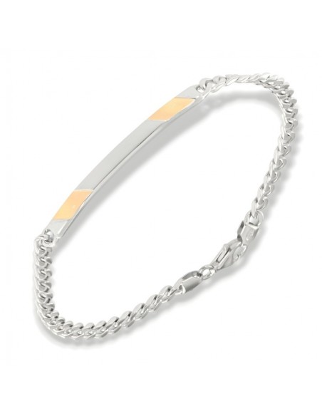 Bracciale Argento Rodiato Piastra Centrale Grumetta Oro Giallo [77ee661b]