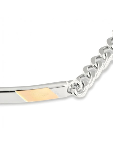 Bracciale Argento Rodiato Piastra Centrale Grumetta Oro Giallo [0b160f7a]