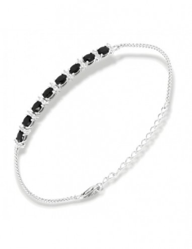 Bracciale Argento Rodiato Quadrispiga Zirconi Neri [ae7f38d7]
