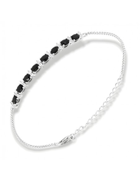 Bracciale Argento Rodiato Quadrispiga Zirconi Neri [ae7f38d7]