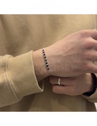 Bracciale Argento Rodiato Quadrispiga Zirconi Neri [9ed6a8a7]