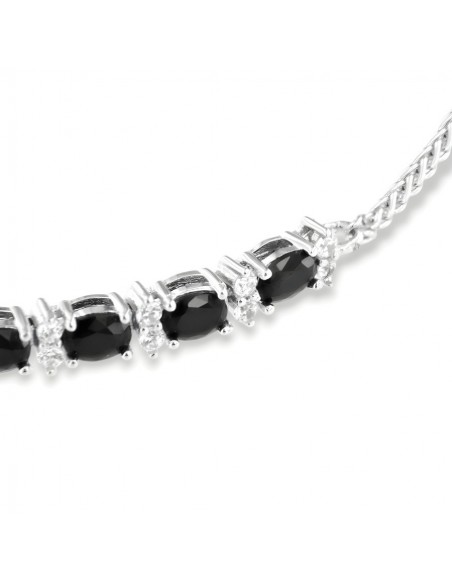 Bracciale Argento Rodiato Quadrispiga Zirconi Neri [29cb69a3]