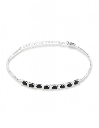 Bracciale Argento Rodiato Quadrispiga Zirconi Neri [2c9b2ebd]