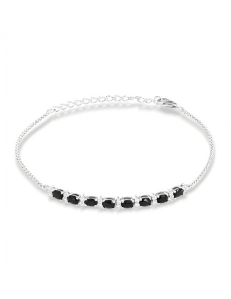 Bracciale Argento Rodiato Quadrispiga Zirconi Neri [2c9b2ebd]