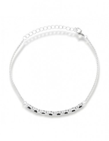 Bracciale Argento Rodiato Quadrispiga Zirconi Neri [9b86efb9]