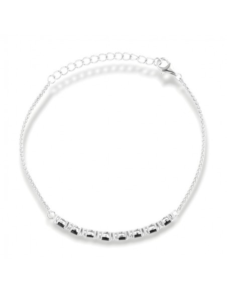 Bracciale Argento Rodiato Quadrispiga Zirconi Neri [9b86efb9]