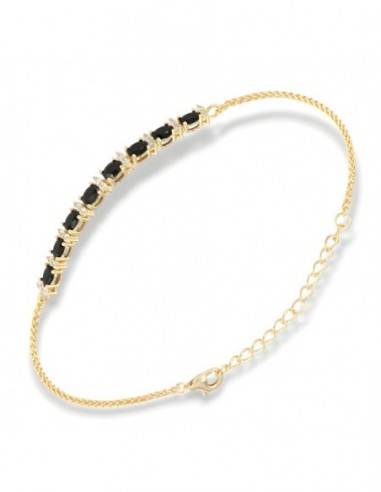 Bracciale Argento Dorato Quadrispiga Zirconi Neri [5e087323]
