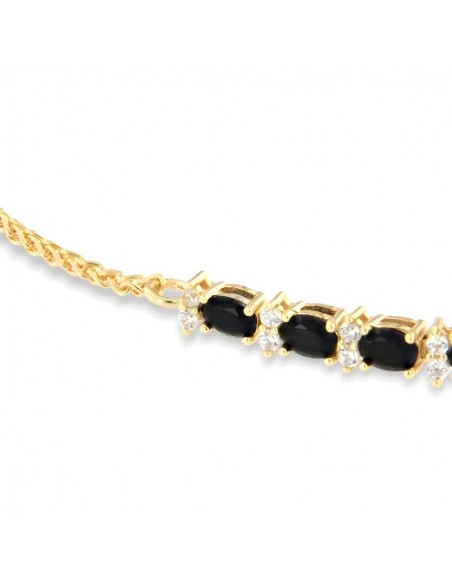 Bracciale Argento Dorato Quadrispiga Zirconi Neri [7748487d]