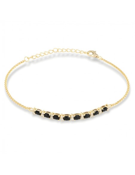 Bracciale Argento Dorato Quadrispiga Zirconi Neri [72180f63]