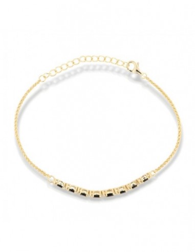 Bracciale Argento Dorato Quadrispiga Zirconi Neri [c505ce67]