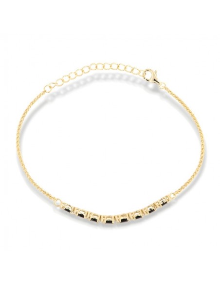 Bracciale Argento Dorato Quadrispiga Zirconi Neri [c505ce67]