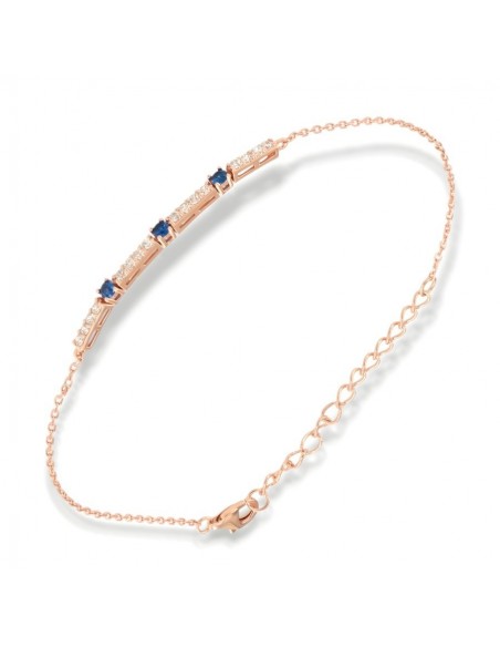 Bracciale Argento Rosato Catena Tennis Blu Bianchi [c044bade]